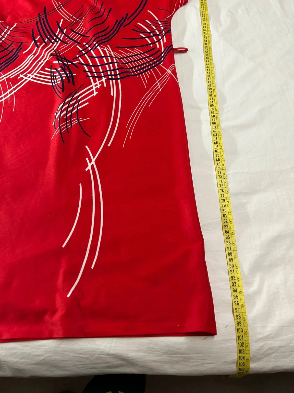 Vestido largo rojo con estampado vintage – photo 4